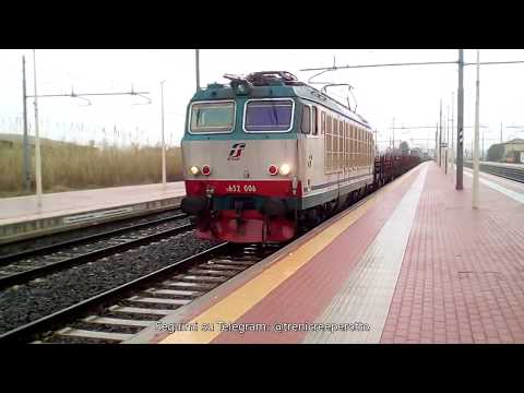 Treno Merci con TIGRE PROTOTIPO E652.006 - Trasporto Rotaie - in transito a Campiglia Marittima
