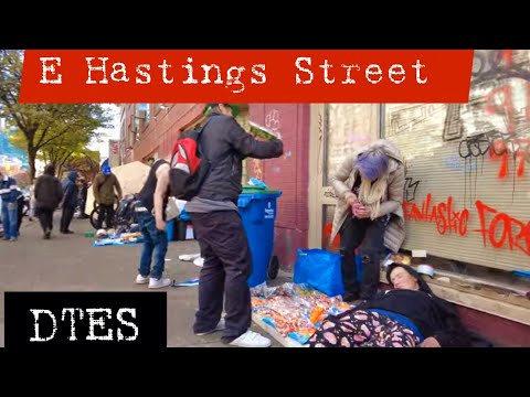 🇨🇦 The Homeless Life in Vancouver DTES, on E Hastings Street, Vancouver BC Canada