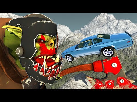 BeamNG.drive - Cars Jumping into Mouth of Hungry Orc