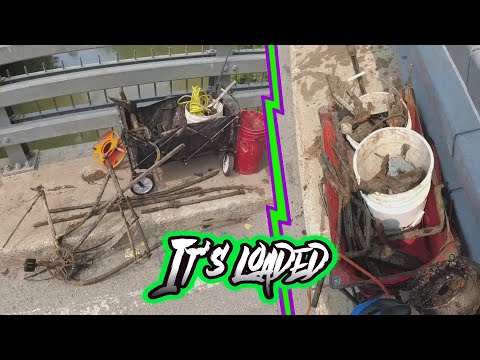 Loaded bridge!! magnet fishing this honey hole once again