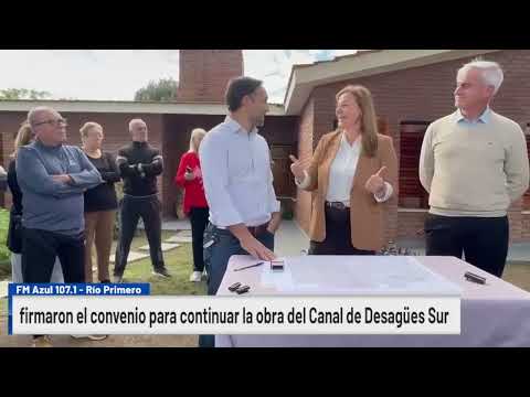 Río Primero firmo el convenio para continuar la obra del Canal de Desagües Sur