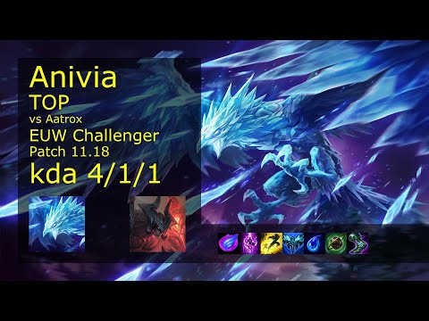 Anivia Top vs Aatrox - EUW Challenger 4/1/1 Patch 11.18 Gameplay