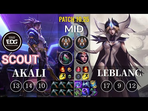 EDG Scout Akali vs LeBlanc Mid - KR Patch 10.25