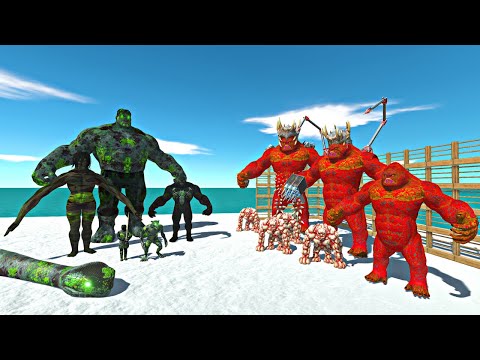 Magma Gorilla Evolution Cage Challenge | Green Zombie Hulk Team vs Magma Gorilla + Lava Golem - ARBS