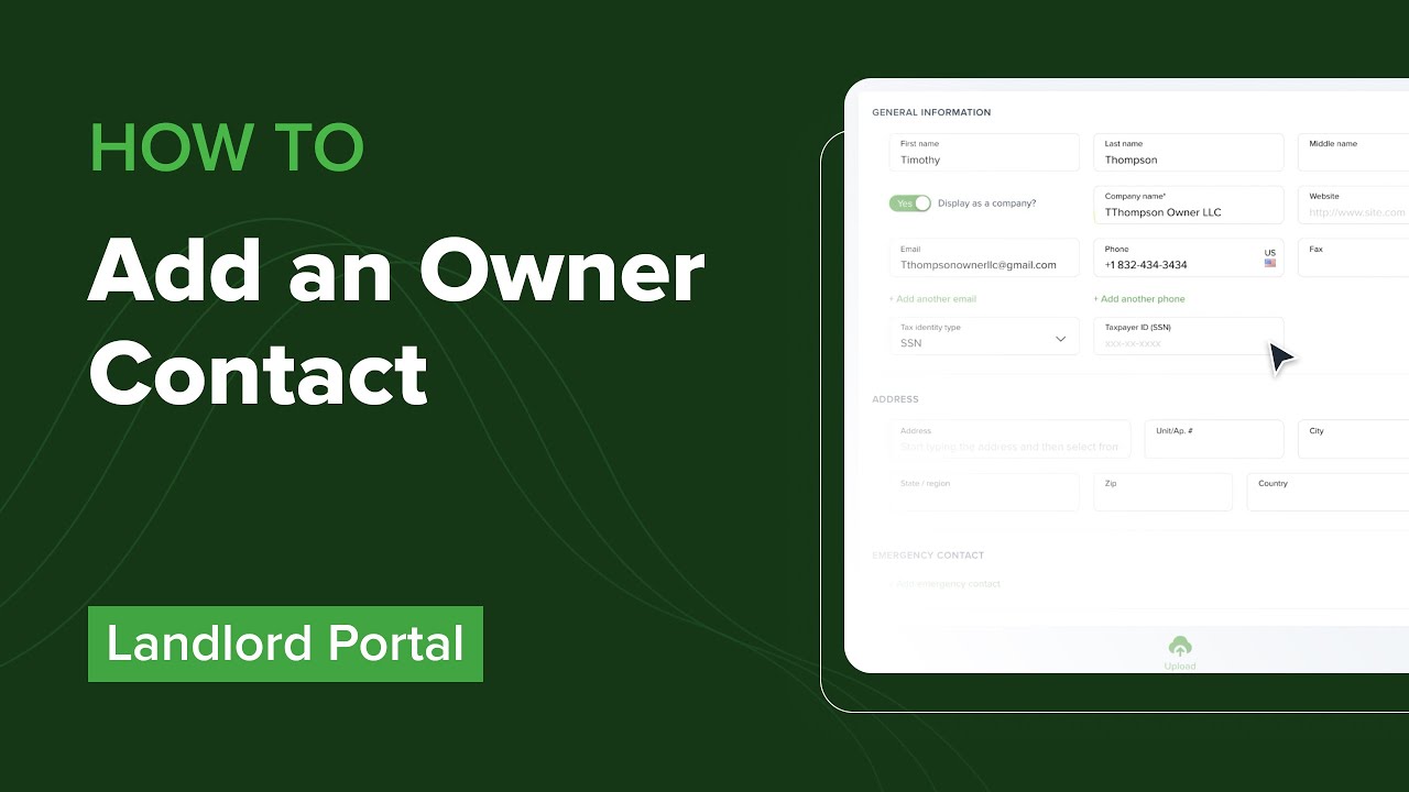 How to add an owner contact (Landlord) | Rent Collection App