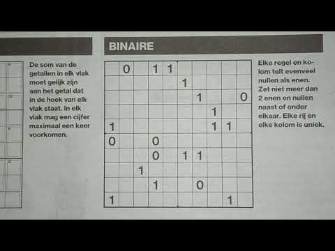 Watch and learn to do a Binary Sudoku puzzle (with a PDF file) 05-01-2019 part 1 of 3