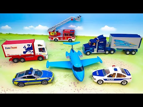 Пожарная Полицейская машина Самолет Фура и Грузовик рабочие машины для мальчиков.