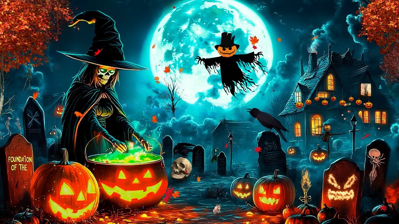 A Spooky Graveyard with Scary Sounds Best Halloween Music 2024 🎃 Relaxing Halloween Music