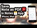 How to Save Notes as PDF in iPhone, iPad Notes Application. iOS10 HINDI