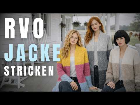 🧶 Raglan von oben Jacke stricken – Schritt für Schritt | mit Taschen und Schalkragen