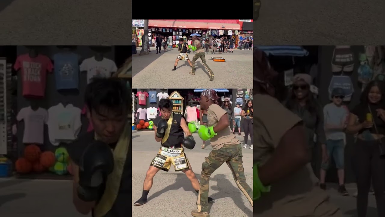 Random Street Fighter Challenges Me at Muscle Beach!　#muscle #boxing #fyp  #challenge