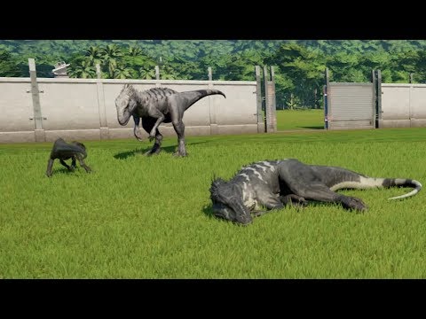 3 Indominus Rex Vs 4 Indoraptor(Team Fight) - Jurassic World Evolution