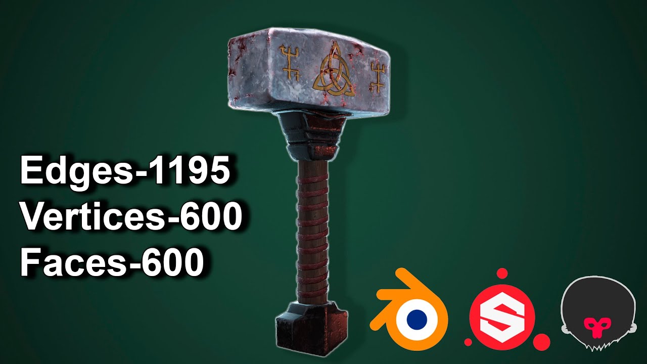 Martillo Valhalla de baja poli Modelo 3D