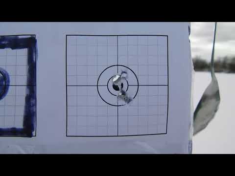 Baracuda 18, первая пристрелка на 35 метров. Доберман350 Эксцентрик.