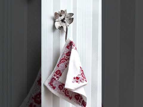 Brass silver towel hanger with bird figurine, for home hotel...