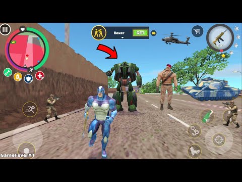 Rope Hero Vice Town - (Rope Hero Fight Dual Villain Boss Mad Joy) Police Car Robot - Gameplay HD