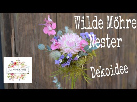 DIY-BLUMENDEKO: WILDE MÖHRE- NESTER gefüllt mit TROCKENBLUMEN selber machen & NATURNAH präsentieren