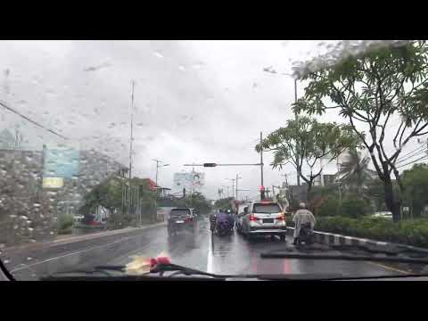 Driving around Bali in Rain, Denpasar, Indonesia