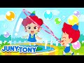 Let’s Blow Bubbles | Pop The Bubbles | Blowing Bubbles Song | Funny Kids Songs | JunyTony