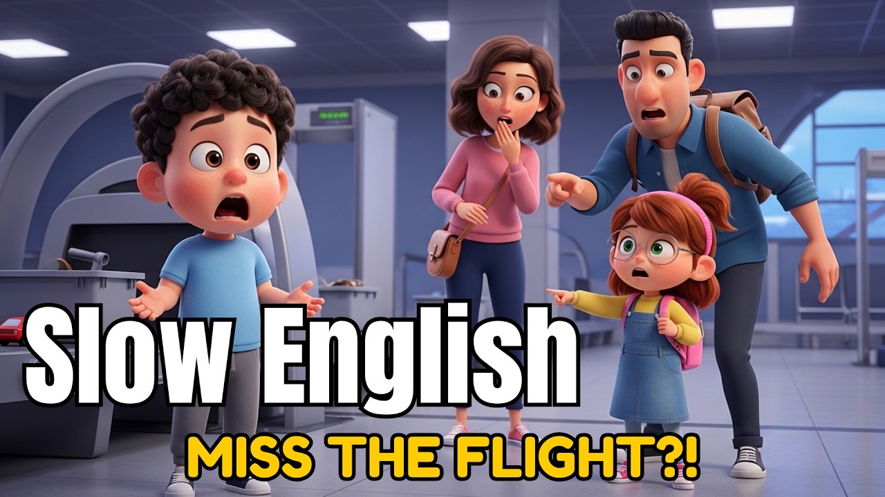 A Lost Toy… A Missed Flight? | English Airport Vocabulary A2 | Slow & Easy English ✔