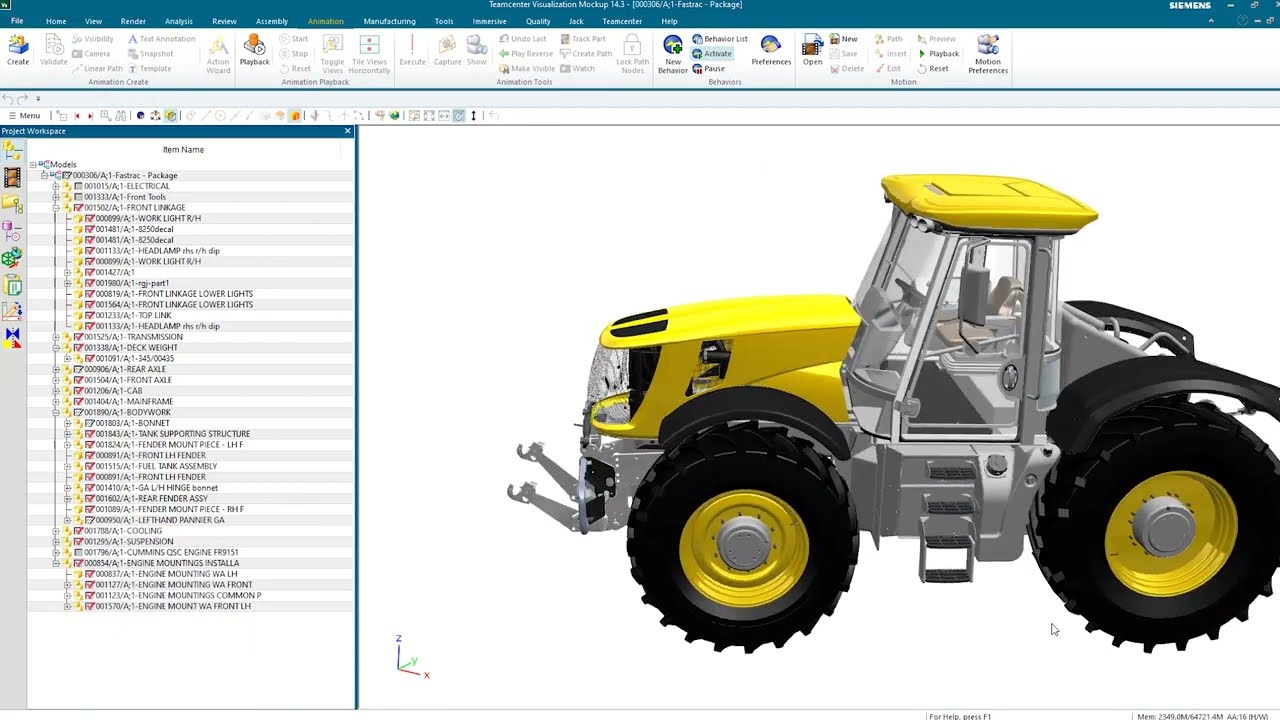 JCB Tractor - Design Review with Teamcenter Visualization