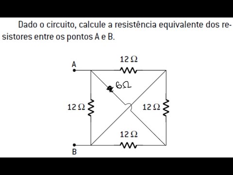 Dado o circuito, calcule a resistência equivalente dos resistores entre os pontos A e B (regra varal