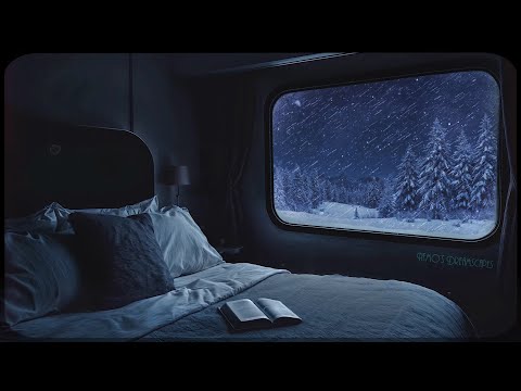 Cozy train journey through snowstorm on a winter night 🚂 w/ vintage oldies music