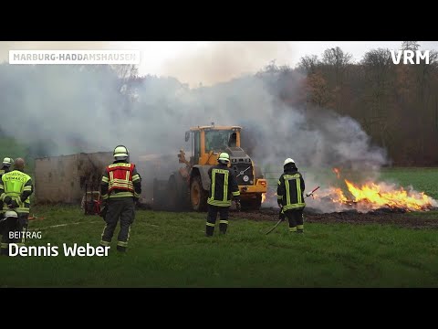 Feuerwehr löscht Scheunenbrand bei Haddamshausen