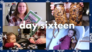 VLOGMAS DEC 16 | grocery haul, homemade granola, 2 year old homeschool, caesar salad, puzzle + more