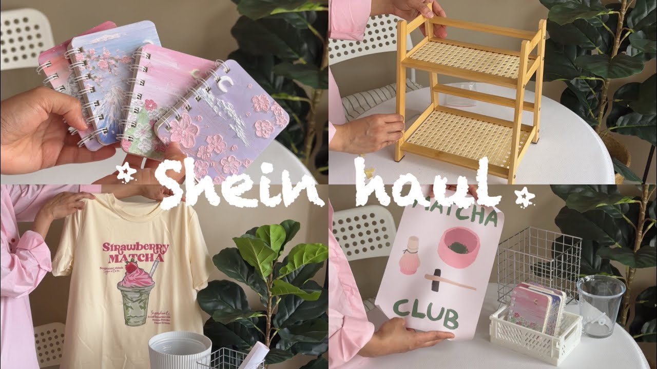 Aesthetic SHEIN haul✨🍵 aesthetic finds | matcha station shelf | desk decor | cute t-shirts🧸
