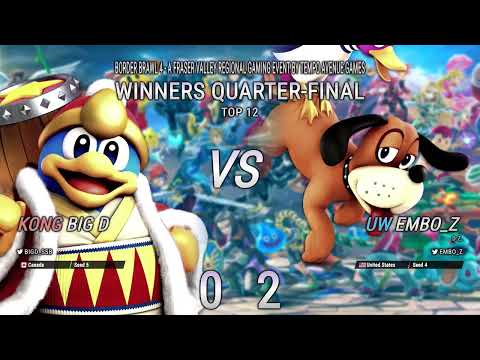 Border Brawl 4 - KONG | Big D (King Dedede, Ice Climbers Vs. embo_z (Duck Hunt) - Top 16 - SSBU
