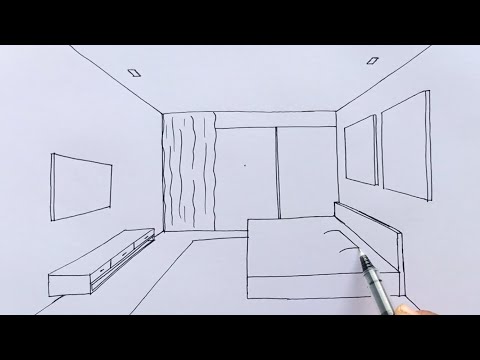 How to Draw a Room in 1-Point Perspetive | Very Easy Drawing