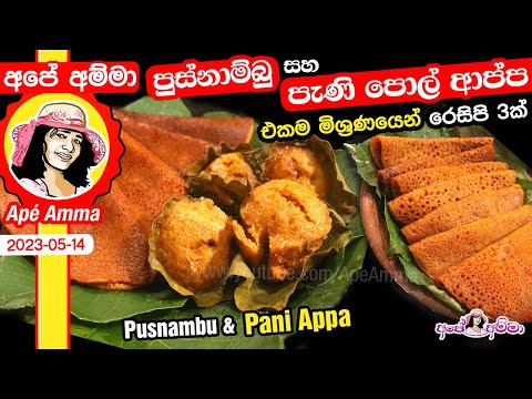 ✔ පුස්නාම්බු සහ පැණී පොල් ආප්ප එකම මිශ්‍රණයෙන් රෙසිපි 3ක් Pani Pol Appa & Pusnambu Apé Amma