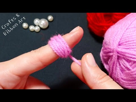 Super Easy Woolen Flower Making Trick Using Finger - Hand Embroidery Amazing Flower Craft Ideas