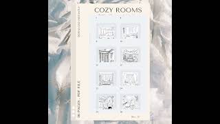 Cozy Room Coloring Pages for Adults - 35 Printable Home Interior Scenes - US Letter Size - Relaxing