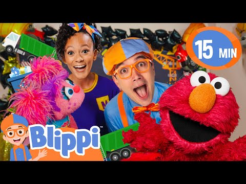 🎉Elmo’s Birthday Bash: Garbage Truck Song🚛 Blippi Ft. Elmo, Abby, Meekah! | 15 MIN LOOP