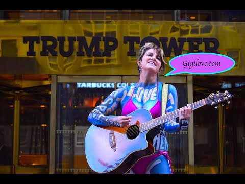 Gigi Love at Trump Tower NYC Climate Change is REAL