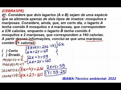 CEBRASPE - IBAMA - Environmental Technician 2022 - Intermediate Level 41- Consider that two lizar...