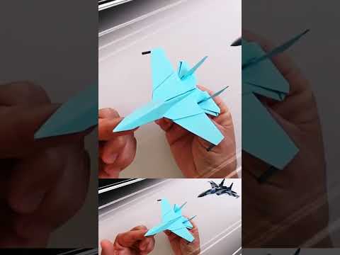 Como hacer un avión de papel caza de combate Shukhoi Su-35 #origami #aviondepapel #avionesdepapel