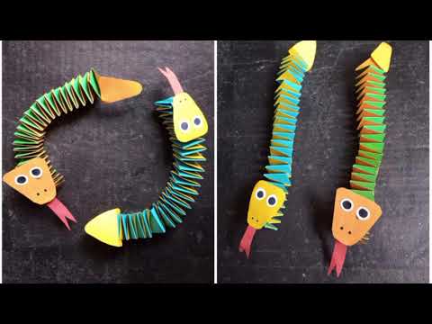 How To Make Easy Paper SNAKE For Kids / Nursery Craft Ideas / Paper Craft Easy / Moving Paper Toys
