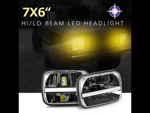 5x7 Inch (6X7") Rectangle Jeep Car LED Headlight Set w/DRL Turn Signal