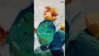 Prickly Pear Cactus Oil Painting