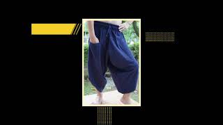 BT0798 Men's Stonewashed Samurai pants, Bohemian Gypsy, Yoga Meditation Harem Pants, Perfect for ...