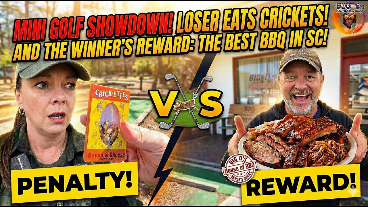 Loser Eats CRICKETS! 🦗 Mini Golf Showdown & Big D's BBQ Voted Best BBQ In SC! youtube
