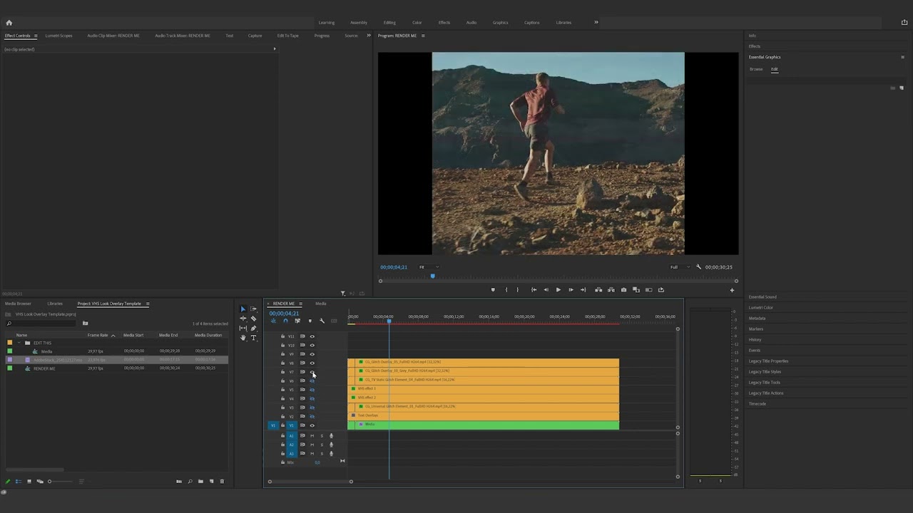 How to edit the VHS Look Overlay Template in Premiere Pro