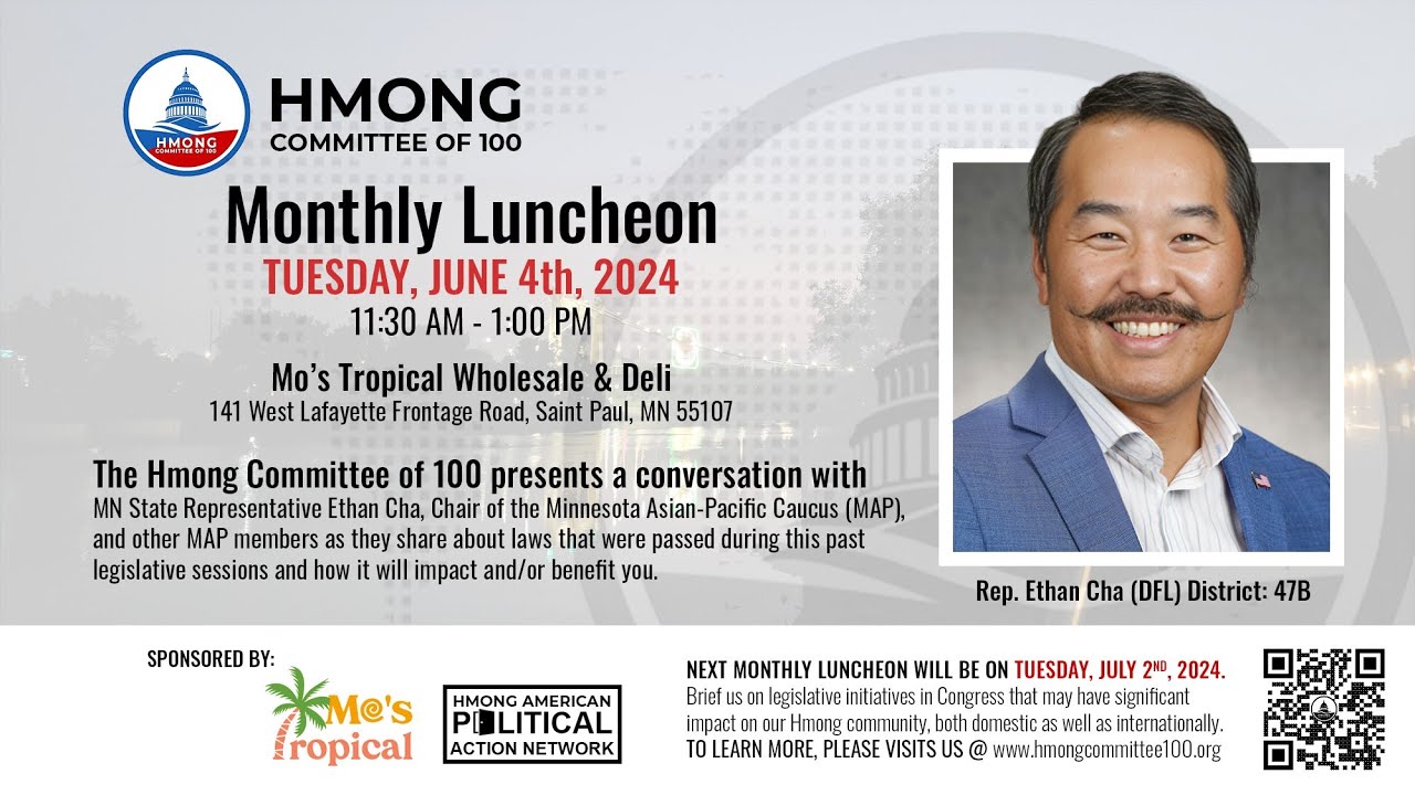 COMMITTEE OF 100:  MEET WITH MN STATE REPRESENTATIVE ETHAN CHA (DFL) District 47B    (PART TWO)