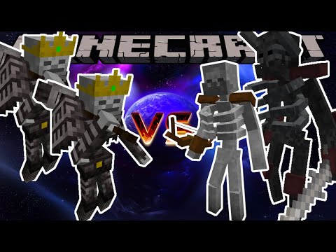 SKELETON KING X2 VS MUTANT WITHER SKELETON AND MUTANT SKELETON - MINECRAFT 1.16.5 (MOB BATTLE)