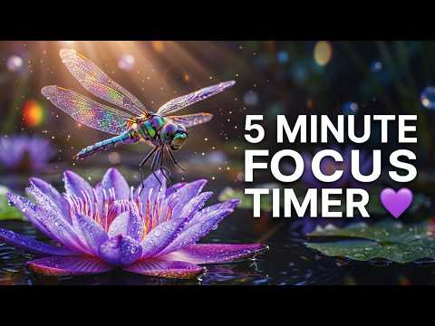 5 Minute Pond Timer 💜 Dragonfly Ambience for Focus