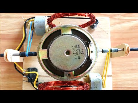Super Free Energy Generator Using DC Motor from Speakers Running New Creative Ideas