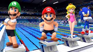 【マリオ＆ソニック東京2020オリンピック】水泳！マリオ・ピーチ・ルイージ・ソニック大激突